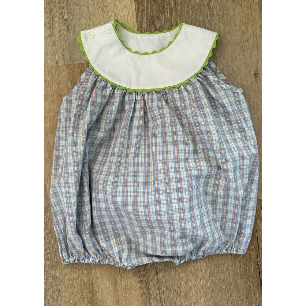 Remember Nguyen 24M Bubble Romper Classic Heirloom Plaid‎ Peter Pan Collar